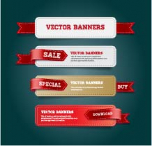 وکتور تکست باکس مستطیلی با روبان های قرمز